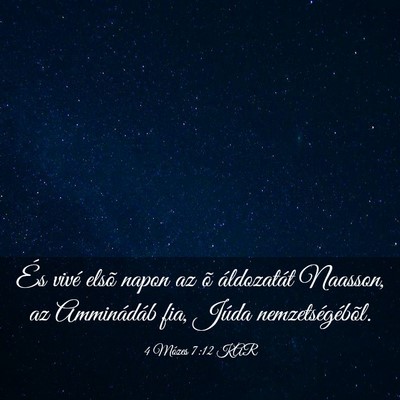 Picture 03 - 4 Mózes 7:12 KAR - És vivé elsõ napon az õ áldozatát Naasson, - Bible Verse Picture
