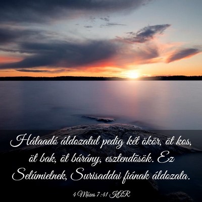 Picture 03 - 4 Mózes 7:41 KAR - Hálaadó áldozatul pedig két ökör, öt kos, - Bible Verse Picture