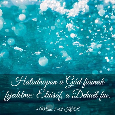 Picture 03 - 4 Mózes 7:42 KAR - Hatodnapon a Gád fiainak fejedelme: Éliásáf, - Bible Verse Picture