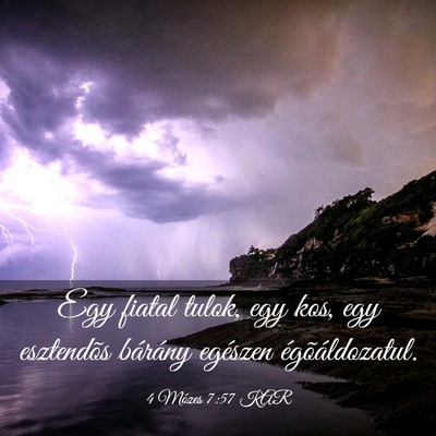 Picture 03 - 4 Mózes 7:57 KAR - Egy fiatal tulok, egy kos, egy esztendõs - Bible Verse Picture