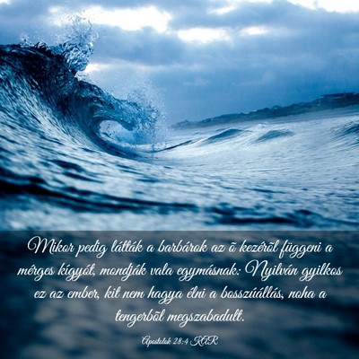 Picture 03 - Apostolok 28:4 KAR - Mikor pedig látták a barbárok az õ kezérõl - Bible Verse Picture