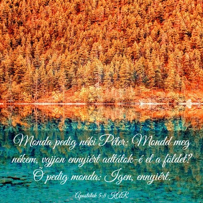 Picture 03 - Apostolok 5:8 KAR - Monda pedig néki Péter: Mondd meg nékem, - Bible Verse Picture