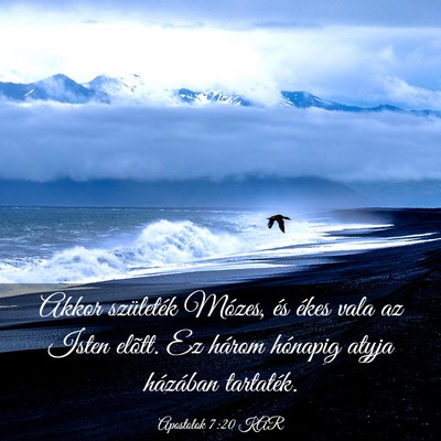 Picture 03 - Apostolok 7:20 KAR - Akkor születék Mózes, és ékes vala az Isten - Bible Verse Picture