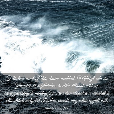 Picture 03 - Apostolok 9:39 KAR - Felkelvén azért Péter, elméne azokkal. - Bible Verse Picture