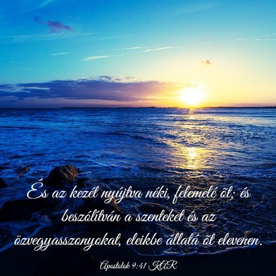 Picture 03 - Apostolok 9:41 KAR - És az kezét nyújtva néki, felemelé õt; és - Bible Verse Picture