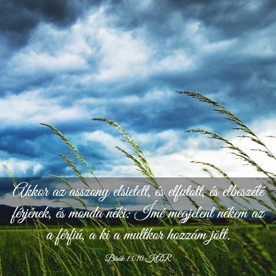 Picture 03 - Bírák 13:10 KAR - Akkor az asszony elsietett, és elfutott, és - Bible Verse Picture