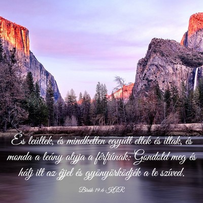 Picture 03 - Bírák 19:6 KAR - És leültek, és mindketten együtt ettek és - Bible Verse Picture