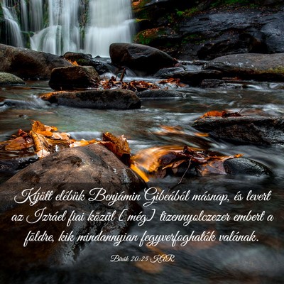 Picture 03 - Bírák 20:25 KAR - Kijött elébük Benjámin Gibeából másnap, - Bible Verse Picture
