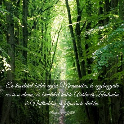 Picture 03 - Bírák 6:35 KAR - És követeket külde egész Manasséba, és - Bible Verse Picture