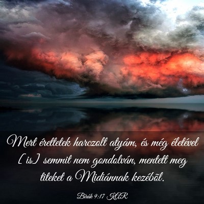 Picture 03 - Bírák 9:17 KAR - Mert érettetek harczolt atyám, és még - Bible Verse Picture