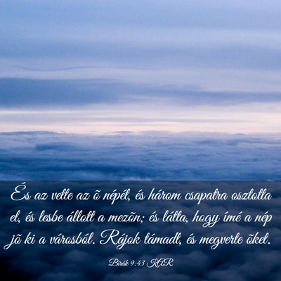 Picture 03 - Bírák 9:43 KAR - És az vette az õ népét, és három csapatra - Bible Verse Picture