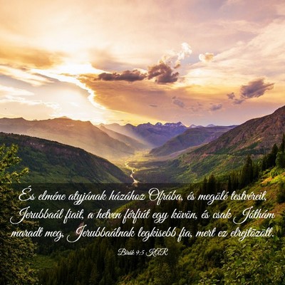 Picture 03 - Bírák 9:5 KAR - És elméne atyjának házához Ofrába, és - Bible Verse Picture