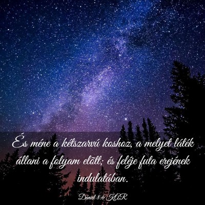 Picture 03 - Dániel 8:6 KAR - És méne a kétszarvú koshoz, a melyet láték - Bible Verse Picture
