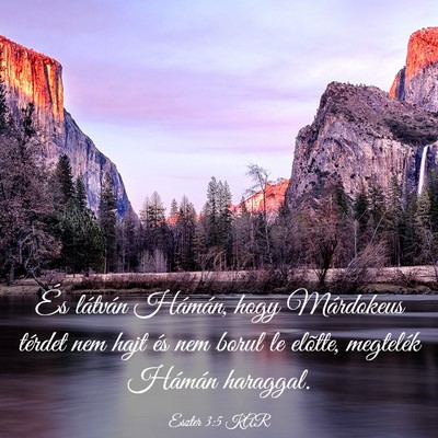 Picture 03 - Eszter 3:5 KAR - És látván Hámán, hogy Márdokeus térdet nem - Bible Verse Picture