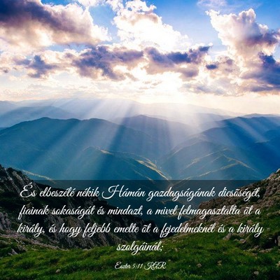Picture 03 - Eszter 5:11 KAR - És elbeszélé nékik Hámán gazdagságának - Bible Verse Picture