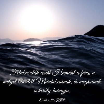 Picture 03 - Eszter 7:10 KAR - Felakaszták azért Hámánt a fára, a melyet - Bible Verse Picture