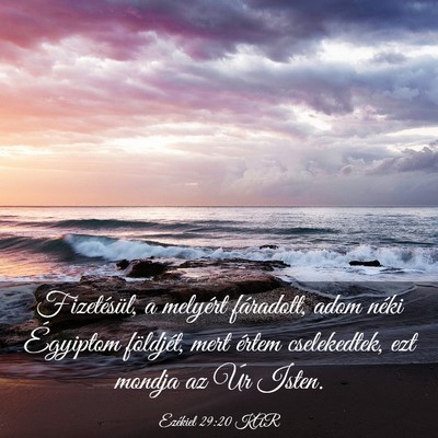 Picture 03 - Ezékiel 29:20 KAR - Fizetésül, a melyért fáradott, adom néki - Bible Verse Picture