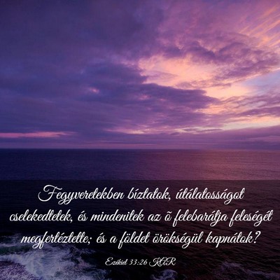 Picture 03 - Ezékiel 33:26 KAR - Fegyveretekben bíztatok, útálatosságot - Bible Verse Picture
