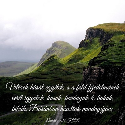 Picture 03 - Ezékiel 39:18 KAR - Vitézek húsát egyétek, s a föld - Bible Verse Picture