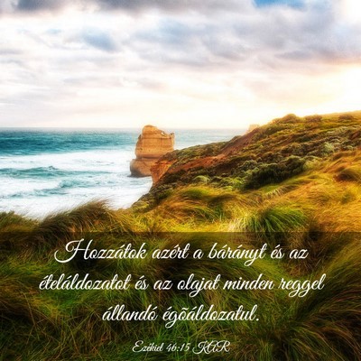 Picture 03 - Ezékiel 46:15 KAR - Hozzátok azért a bárányt és az - Bible Verse Picture