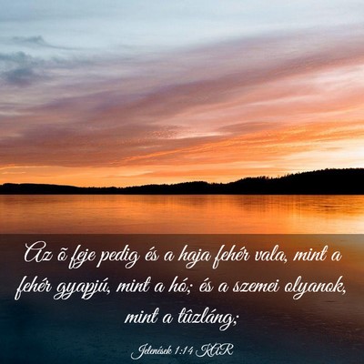 Picture 03 - Jelenések 1:14 KAR - Az õ feje pedig és a haja fehér vala, mint a - Bible Verse Picture