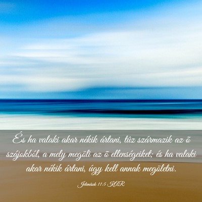Picture 03 - Jelenések 11:5 KAR - És ha valaki akar nékik ártani, tûz - Bible Verse Picture