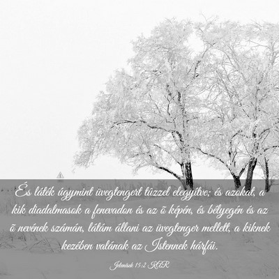 Picture 03 - Jelenések 15:2 KAR - És láték úgymint üvegtengert tûzzel - Bible Verse Picture