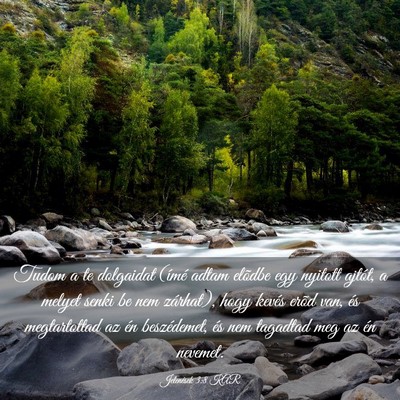 Picture 03 - Jelenések 3:8 KAR - Tudom a te dolgaidat (ímé adtam elõdbe egy - Bible Verse Picture