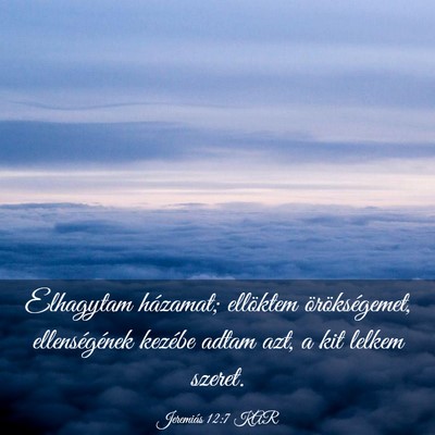 Picture 03 - Jeremiás 12:7 KAR - Elhagytam házamat; ellöktem örökségemet, - Bible Verse Picture