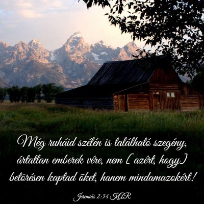 Picture 03 - Jeremiás 2:34 KAR - Még ruháid szélén is található szegény, - Bible Verse Picture