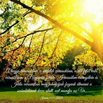 Picture 03 - Jeremiás 33:13 KAR - A hegyi városokban, a síkföldi városokban, a - Bible Verse Picture