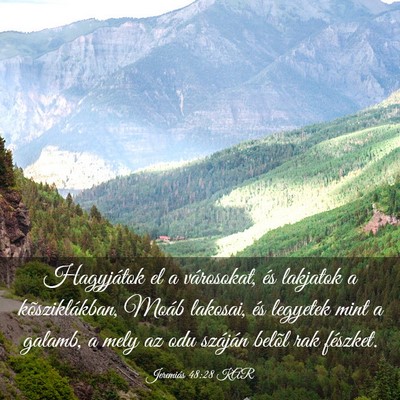 Picture 03 - Jeremiás 48:28 KAR - Hagyjátok el a városokat, és lakjatok a - Bible Verse Picture