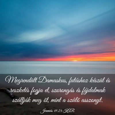 Picture 03 - Jeremiás 49:24 KAR - Megrendült Damaskus, futáshoz készül és - Bible Verse Picture