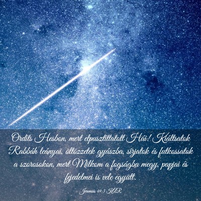 Picture 03 - Jeremiás 49:3 KAR - Ordíts Hesbon, mert elpusztíttatott Hái! - Bible Verse Picture