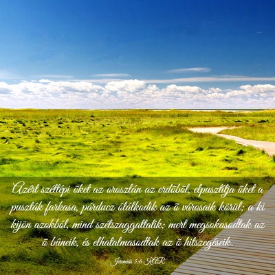 Picture 03 - Jeremiás 5:6 KAR - Azért széttépi õket az oroszlán az - Bible Verse Picture