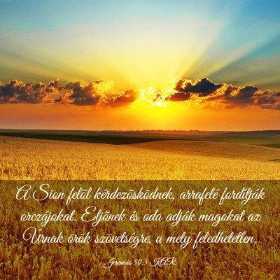 Picture 03 - Jeremiás 50:5 KAR - A Sion felõl kérdezõsködnek, arrafelé - Bible Verse Picture