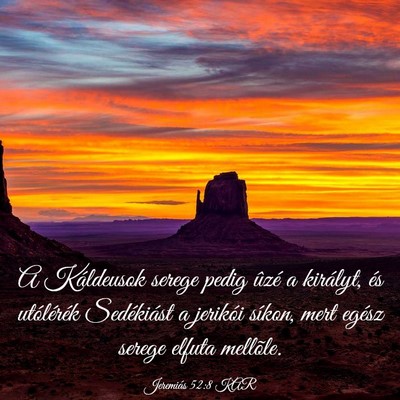 Picture 03 - Jeremiás 52:8 KAR - A Káldeusok serege pedig ûzé a királyt, és - Bible Verse Picture