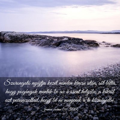 Picture 03 - Jeremiás siralmai 1:10 KAR - Szorongató nyújtja kezét minden kincse után, - Bible Verse Picture