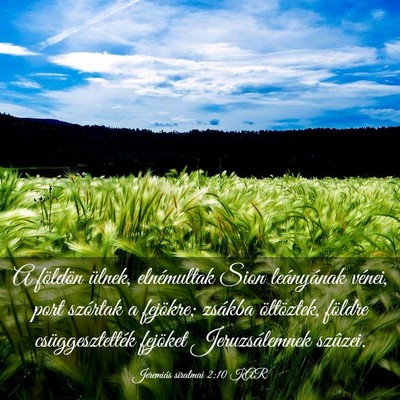 Picture 03 - Jeremiás siralmai 2:10 KAR - A földön ülnek, elnémultak Sion leányának - Bible Verse Picture