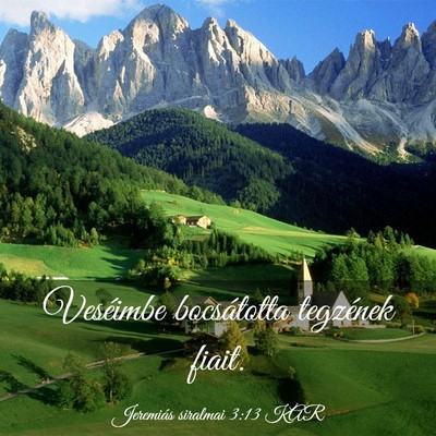 Picture 03 - Jeremiás siralmai 3:13 KAR - Veséimbe bocsátotta tegzének - Bible Verse Picture