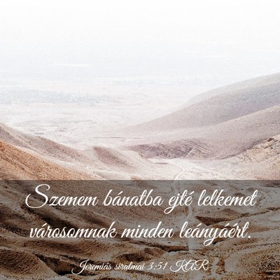 Picture 03 - Jeremiás siralmai 3:51 KAR - Szemem bánatba ejté lelkemet városomnak minden - Bible Verse Picture