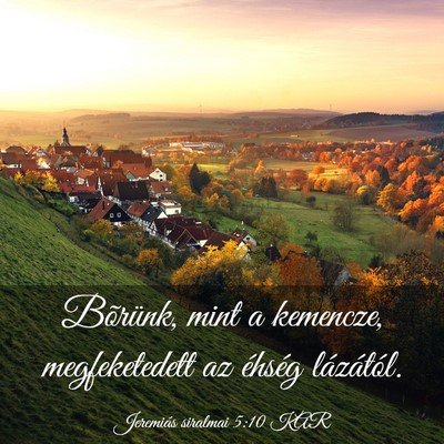 Picture 03 - Jeremiás siralmai 5:10 KAR - Bõrünk, mint a kemencze, megfeketedett az - Bible Verse Picture