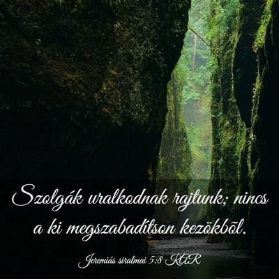 Picture 03 - Jeremiás siralmai 5:8 KAR - Szolgák uralkodnak rajtunk; nincs a ki - Bible Verse Picture