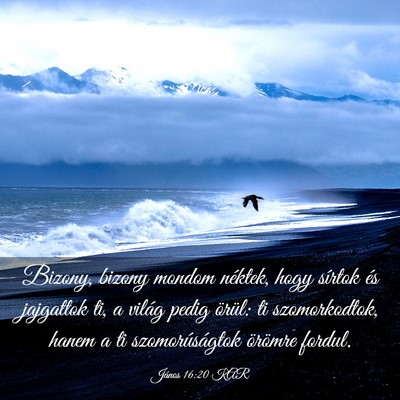 Picture 03 - János 16:20 KAR - Bizony, bizony mondom néktek, hogy sírtok és - Bible Verse Picture