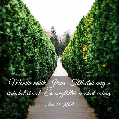 Picture 03 - János 2:7 KAR - Monda nékik Jézus: Töltsétek meg a vedreket - Bible Verse Picture