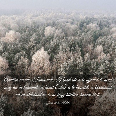 Picture 03 - János 20:27 KAR - Azután monda Tamásnak: Hozd ide a te ujjadat - Bible Verse Picture