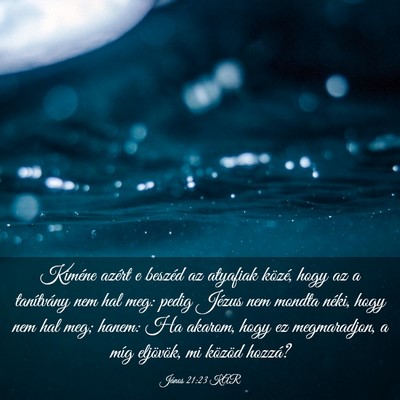 Picture 03 - János 21:23 KAR - Kiméne azért e beszéd az atyafiak közé, hogy - Bible Verse Picture