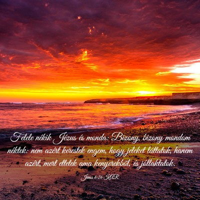 Picture 03 - János 6:26 KAR - Felele nékik Jézus és monda: Bizony, bizony - Bible Verse Picture