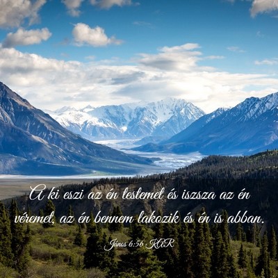 Picture 03 - János 6:56 KAR - A ki eszi az én testemet és iszsza az én - Bible Verse Picture