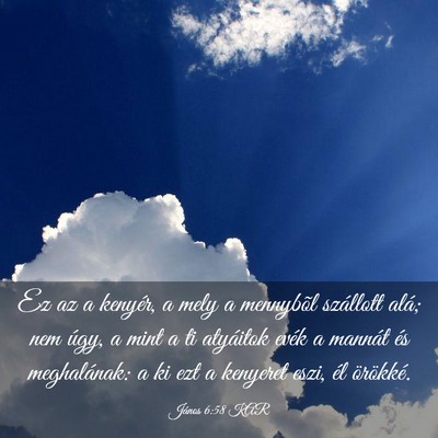 Picture 03 - János 6:58 KAR - Ez az a kenyér, a mely a mennybõl szállott - Bible Verse Picture